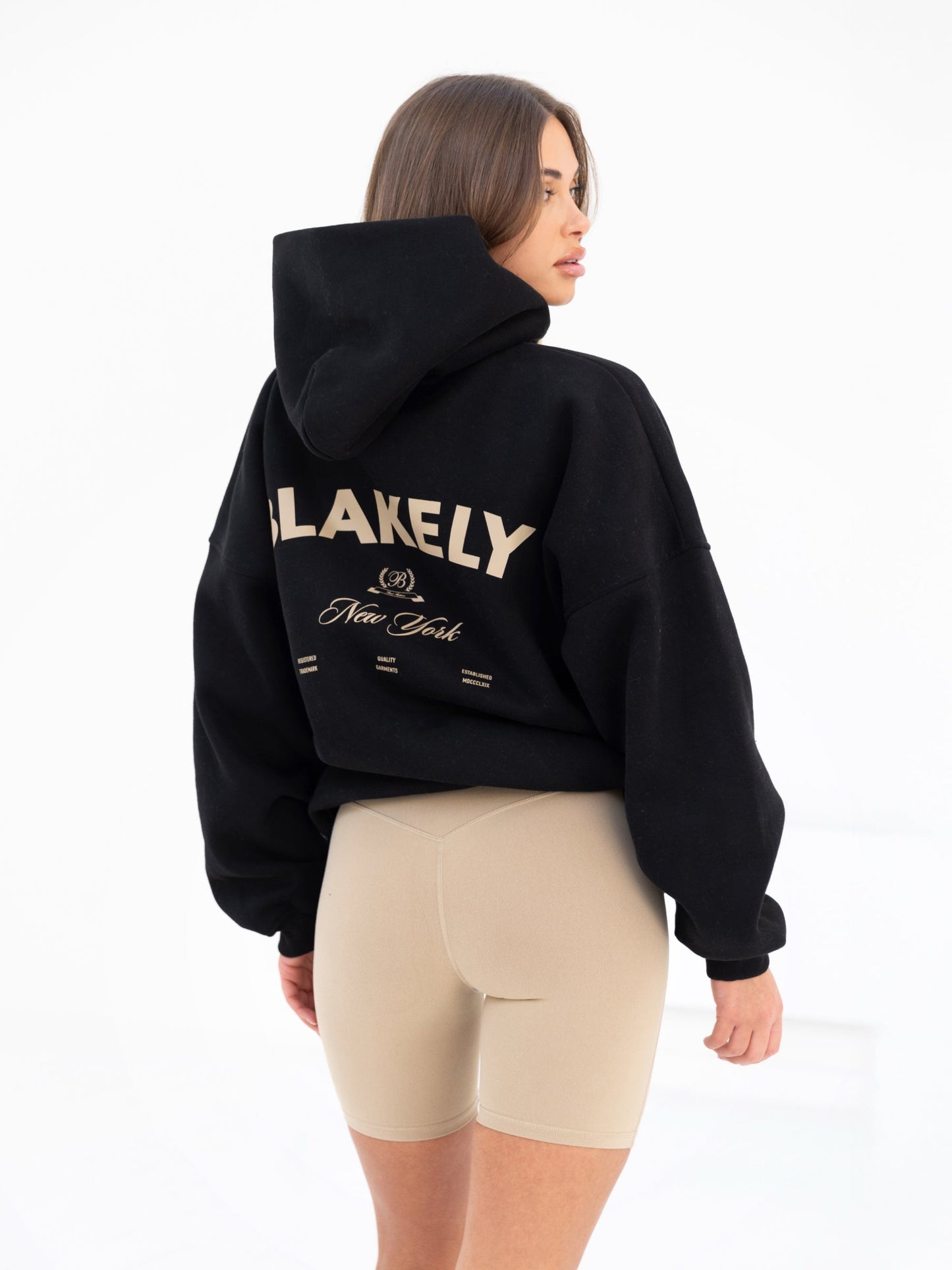 NY Crest Oversized Hoodie - Black