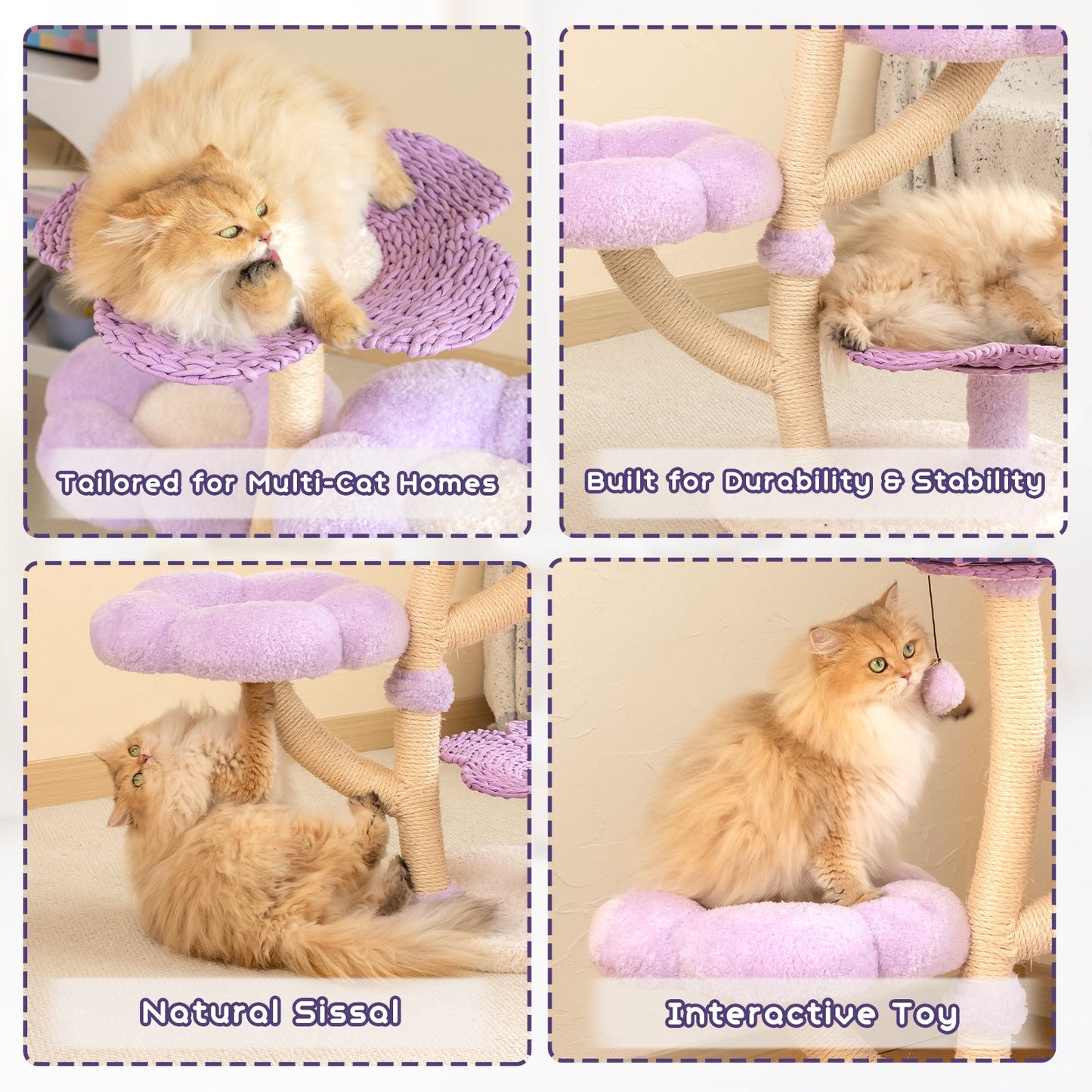 Purple Woven Flower Cat Tree