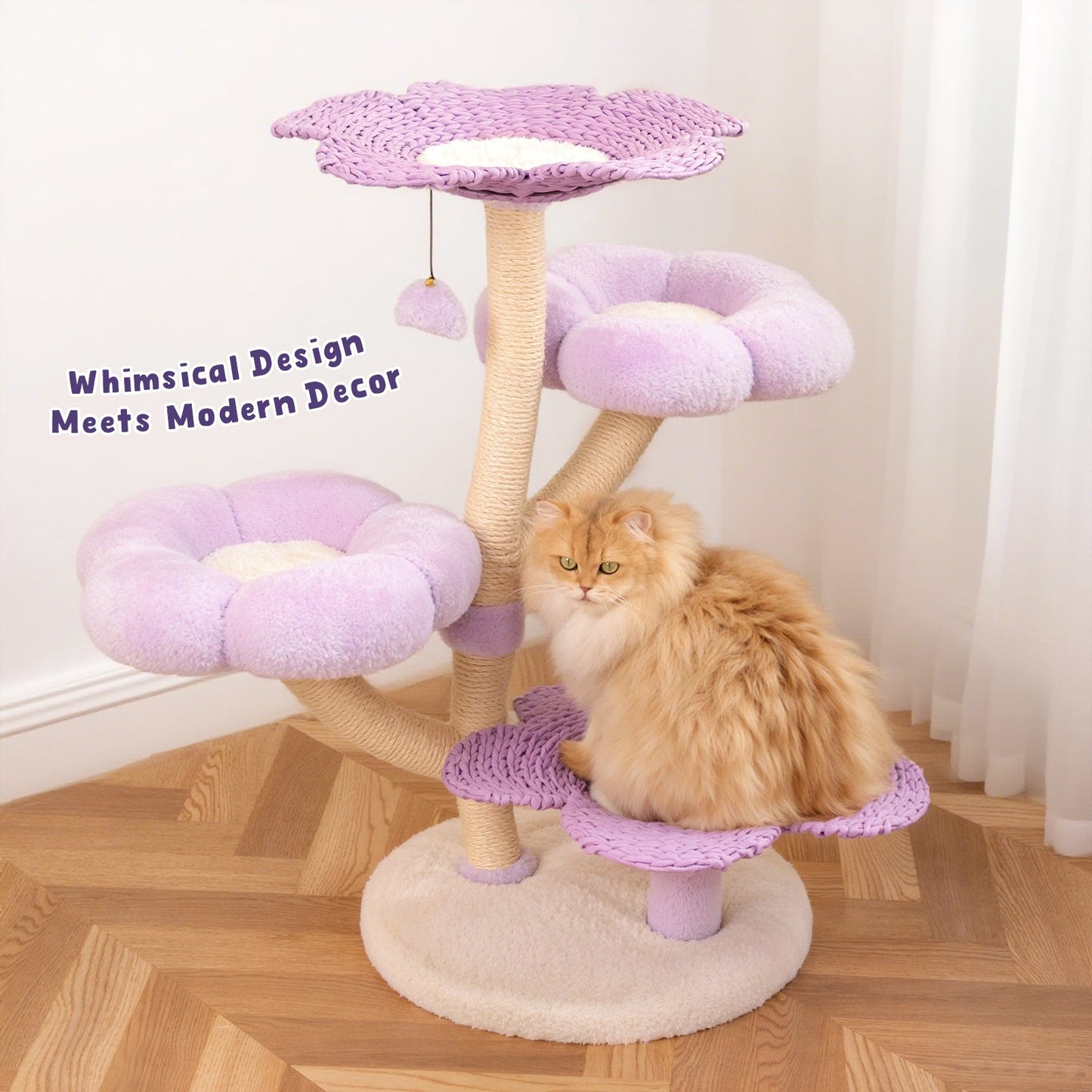 Purple Woven Flower Cat Tree