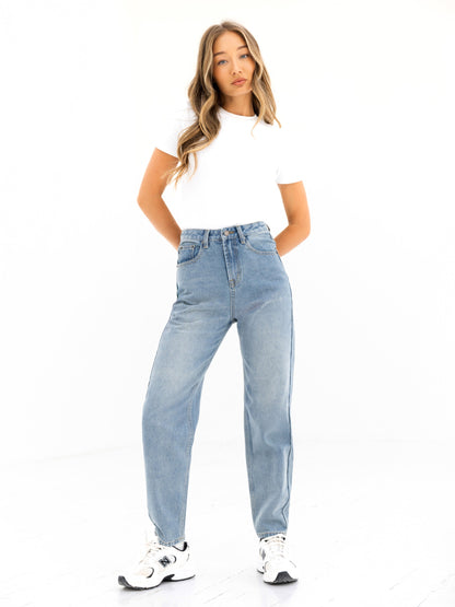 Blakely Mom Jeans - Faded Blue