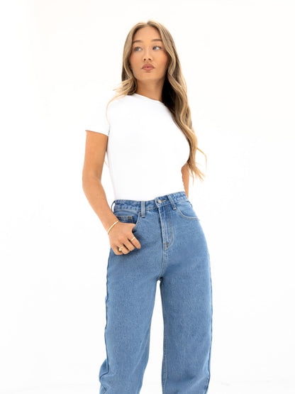 Blakely Mom Jeans - Mid Blue