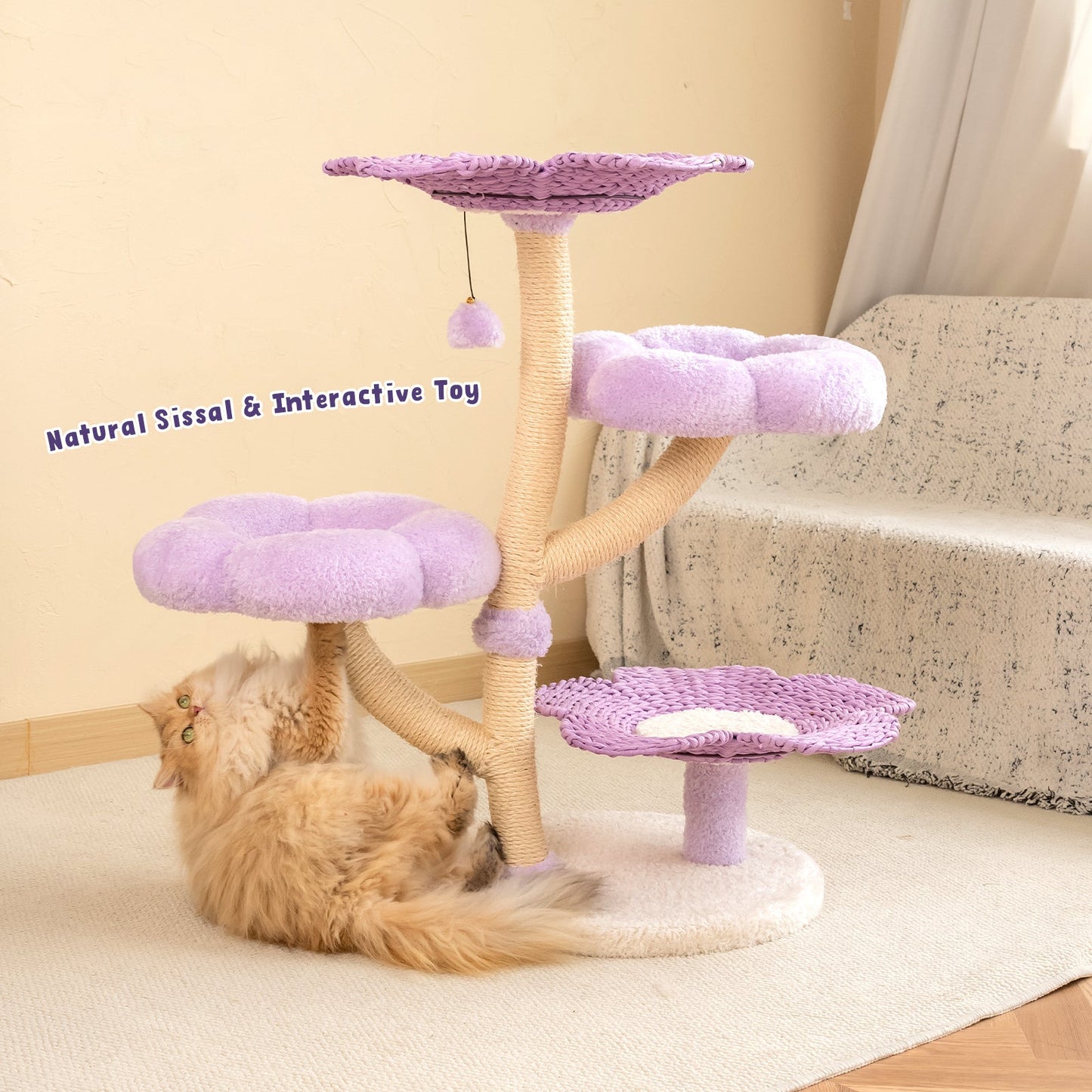 Purple Woven Flower Cat Tree