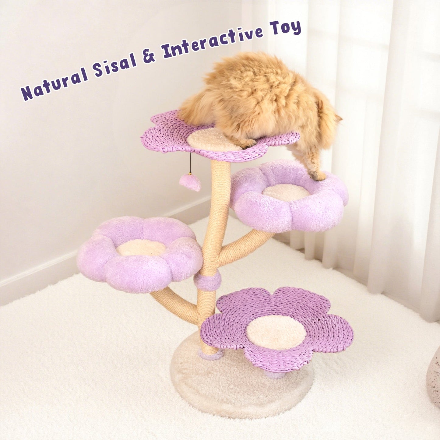 Purple Woven Flower Cat Tree
