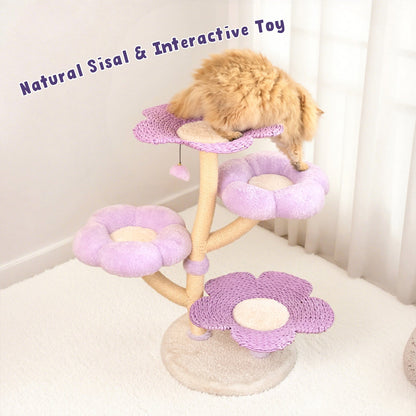 Purple Woven Flower Cat Tree