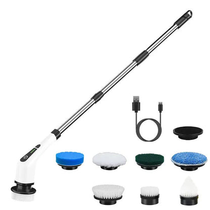 Electric Spin Scrubber – Cordless Cleaning Brush | 8 Replaceable Heads & Extendable Arm