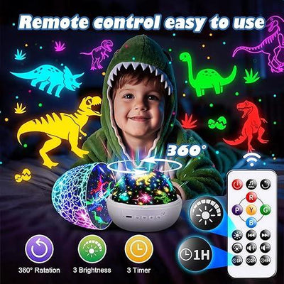 PIKOY Dinosaur Toys for Kids 3-8 Night Light Projector Dinosaur Eggs Boys Christmas Gifts | 15 Sounds 3D Films | 31Colors Remote Control | Toddler Boy Toys, Boys Room Decor, Boy Gifts