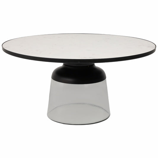 Glass Base Coffee Table, White
