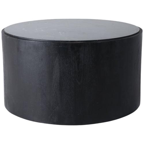 Marble Inlay Round Coffee Table, Black