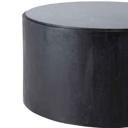 Marble Inlay Round Coffee Table, Black